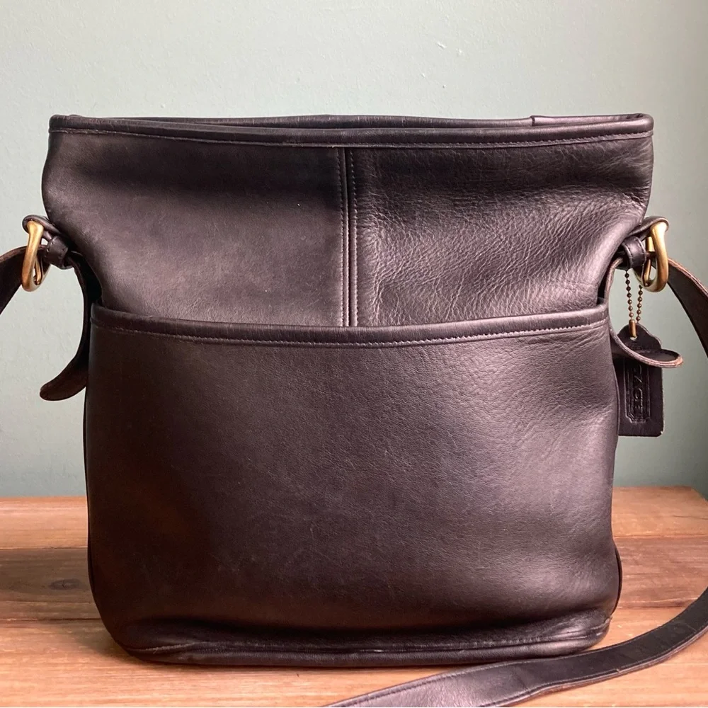 Vintage Coach 4153 Black Leather Bleecker Bucket Bag Crossbody
